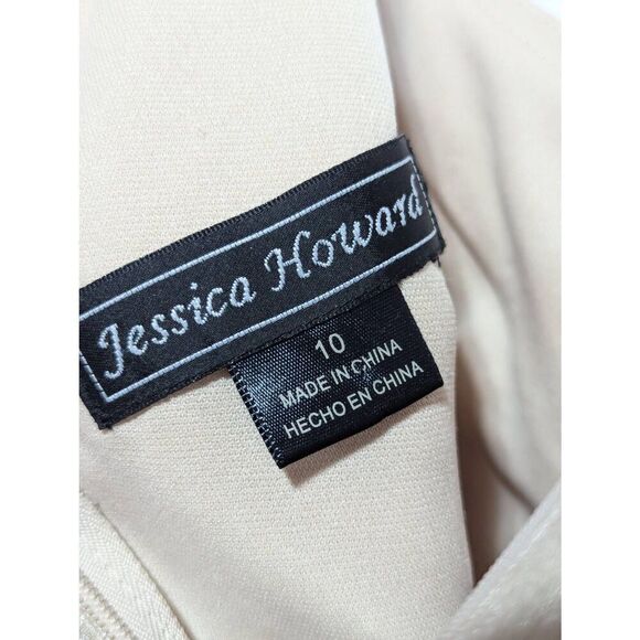 Jessica Howard Women's Gold Beaded Shoulder Sleeveless Scoop Neck Midi Dress Siz - Picture 3 of 8